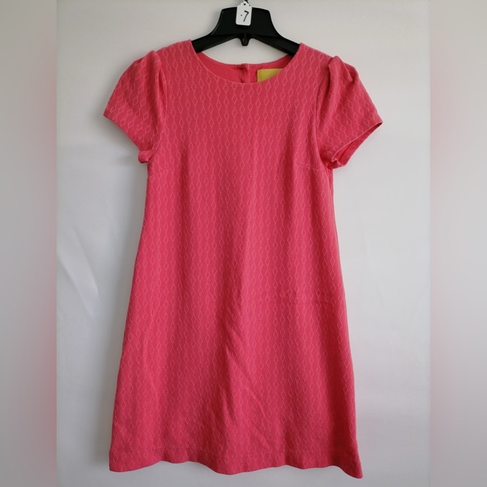 Anthropologie Maeve Coral Diamond Texture Mini Dress w/ Button Back - S - Picture 3 of 5